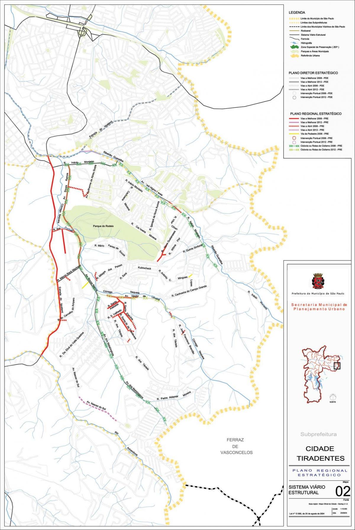 نقشہ کے Cidade Tiradentes ساؤ پالو - سڑکوں