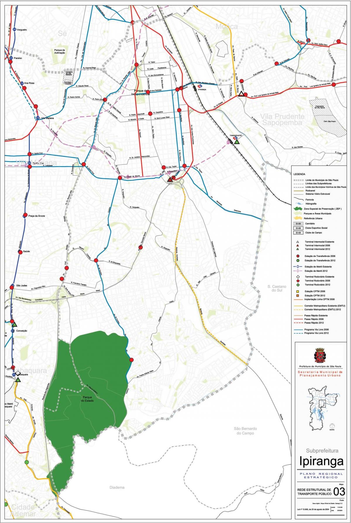 نقشہ کے Ipiranga ساؤ پالو - پبلک ٹرانسپورٹ