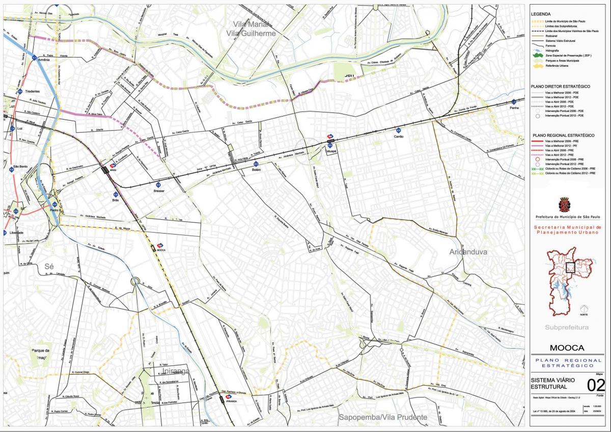 نقشہ کے Mooca ساؤ پالو - سڑکوں