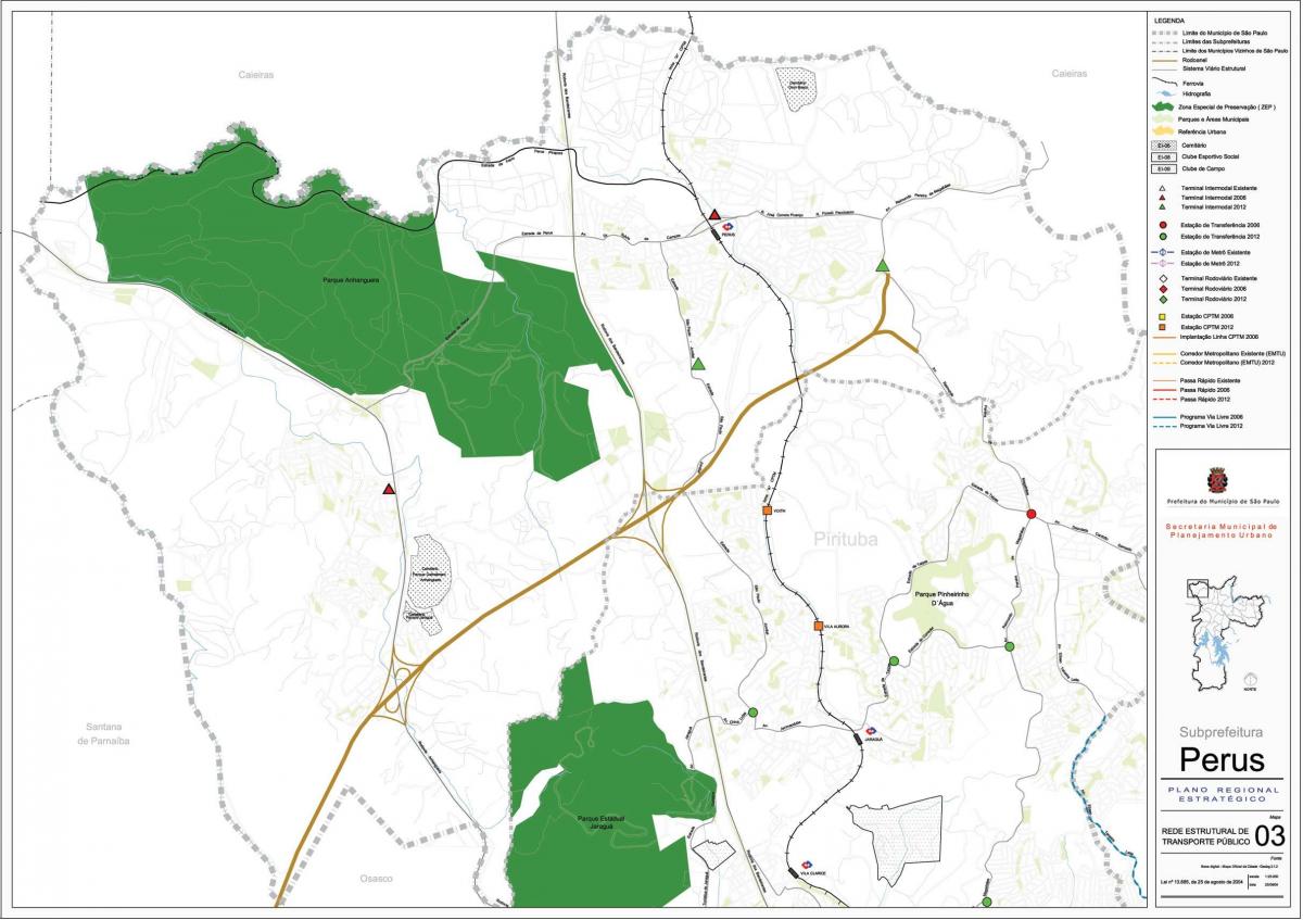 نقشہ کے Perus ساؤ پالو - پبلک ٹرانسپورٹ