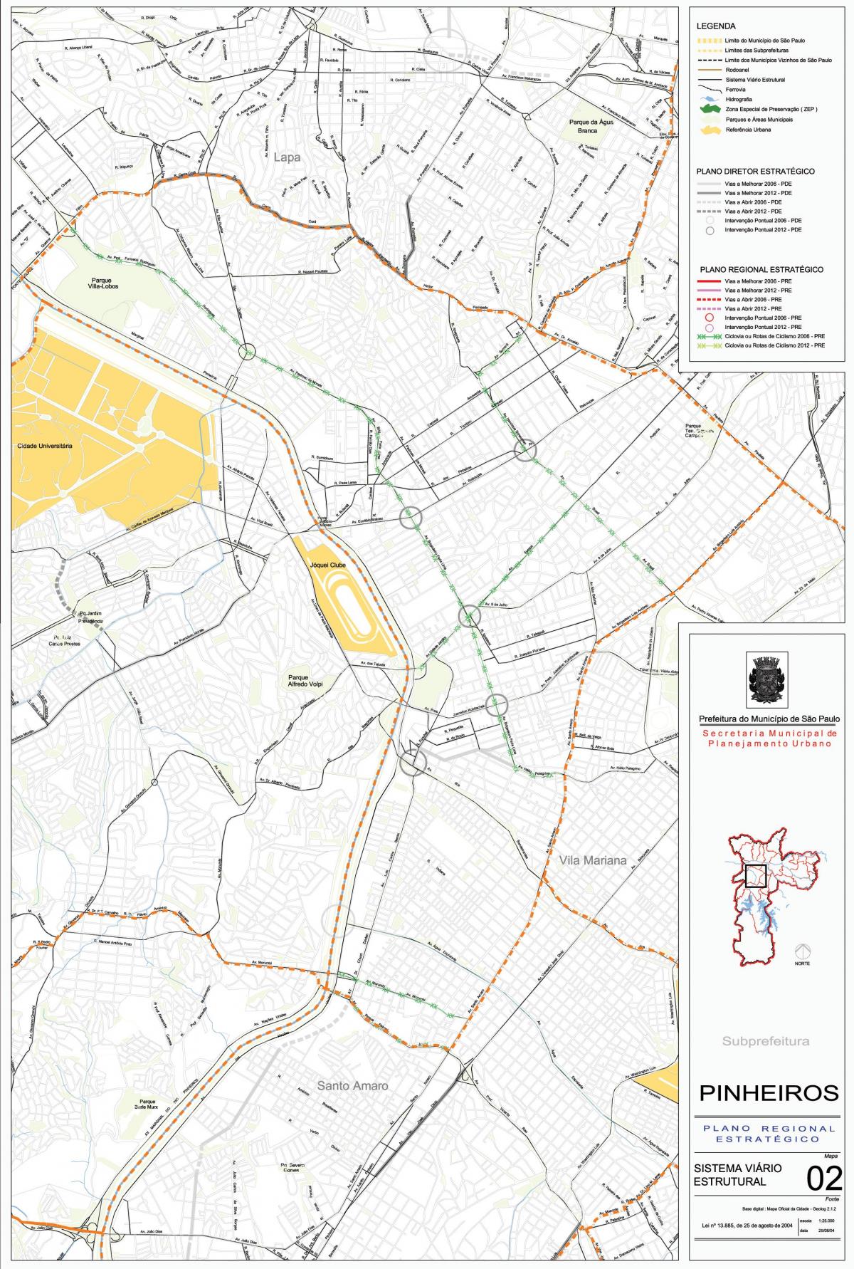 نقشہ کے Pinheiros ساؤ پالو - سڑکوں