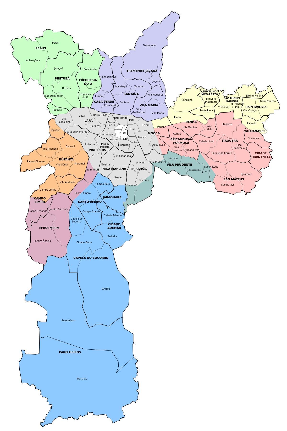 نقشہ کے انتظامی زون کی ساؤ پالو