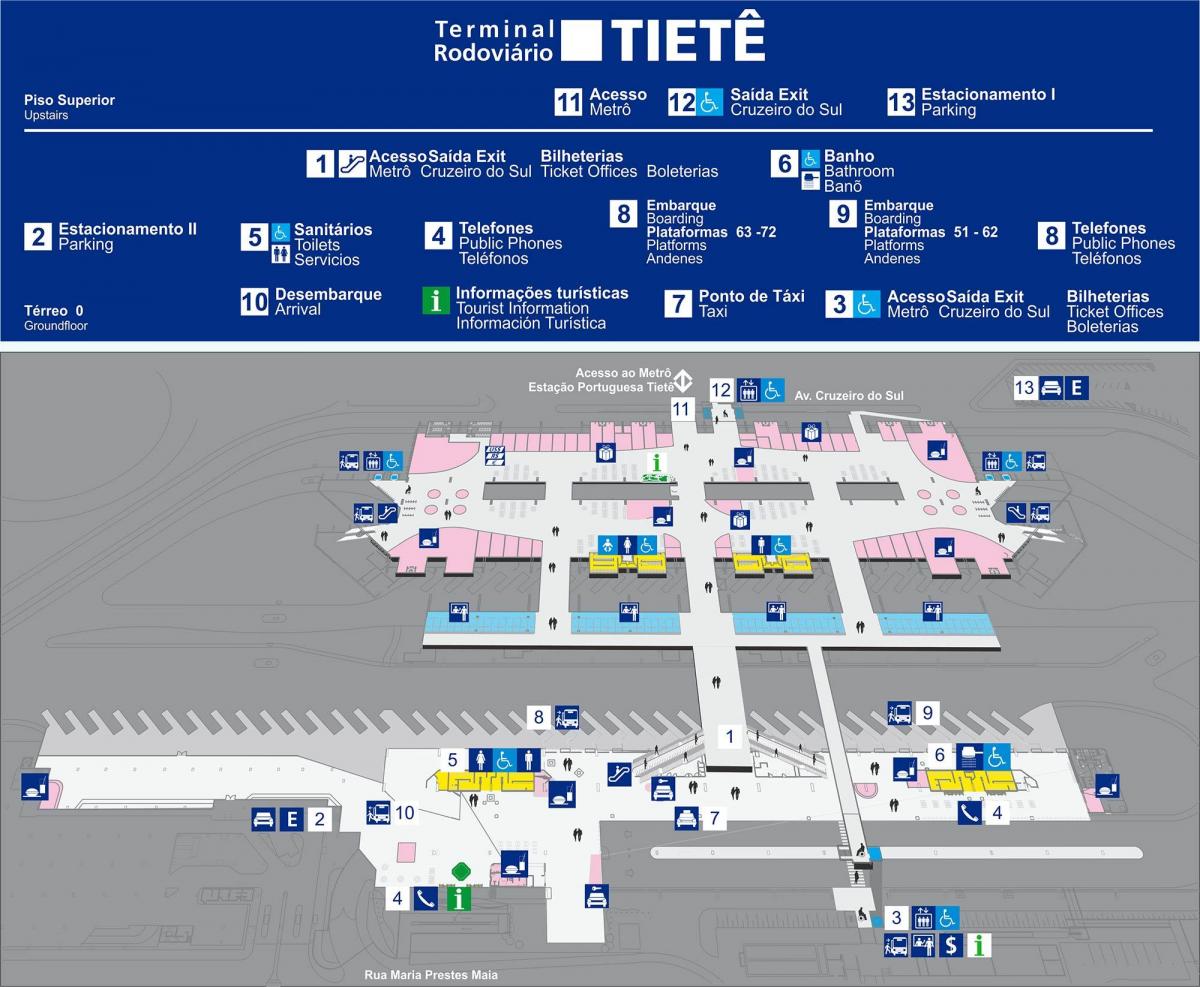 کا نقشہ بس ٹرمینل Tietê - بالائی منزل