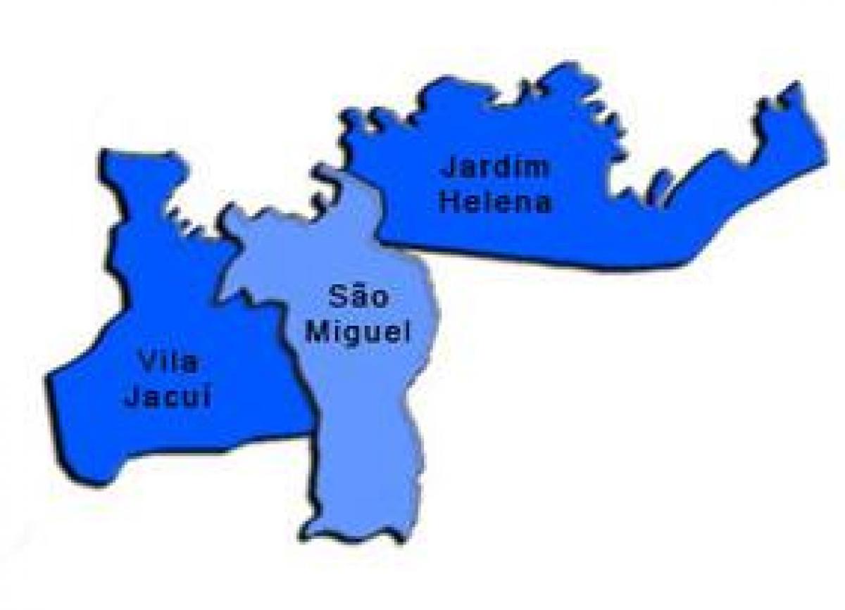 کا نقشہ ساؤ Miguel Paulista ذیلی صوبے