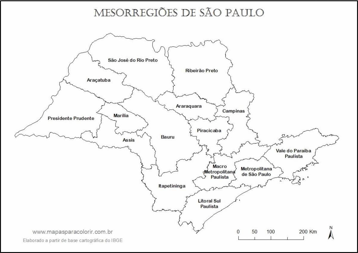نقشہ کی ساؤ پالو - کنواری علاقوں کے نام