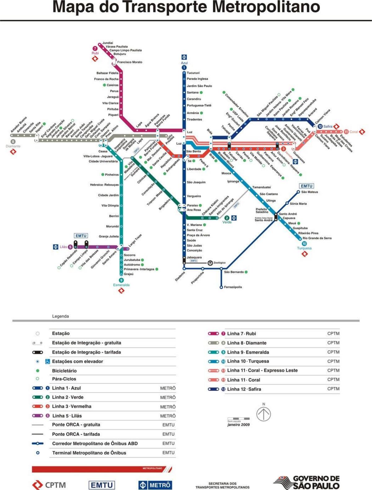 نقشہ کی ساؤ پالو CPTM نقل و حمل