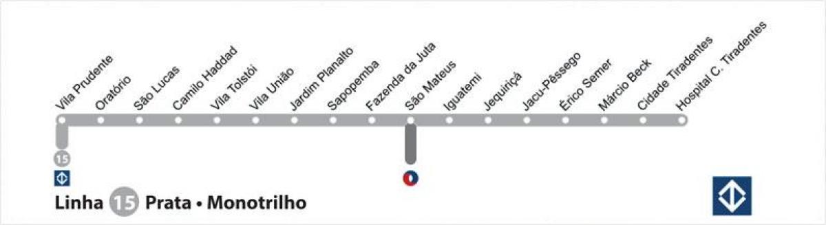 نقشہ کی ساؤ پالو مونو ریل لائن 15 - چاندی