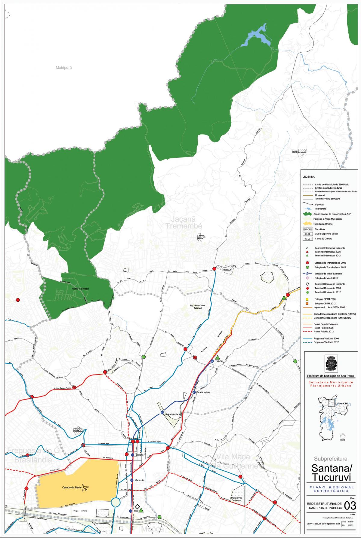 نقشہ کے سانتانا ساؤ پالو - پبلک ٹرانسپورٹ