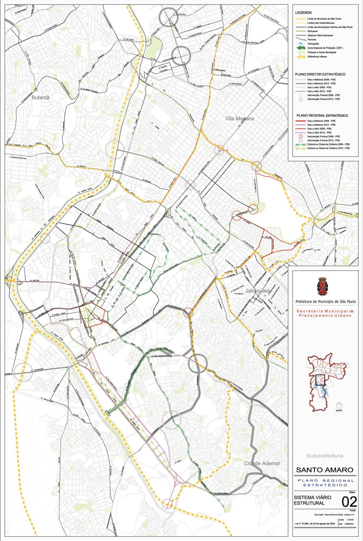 نقشہ کے سینٹو Amaro ساؤ پالو - سڑکوں