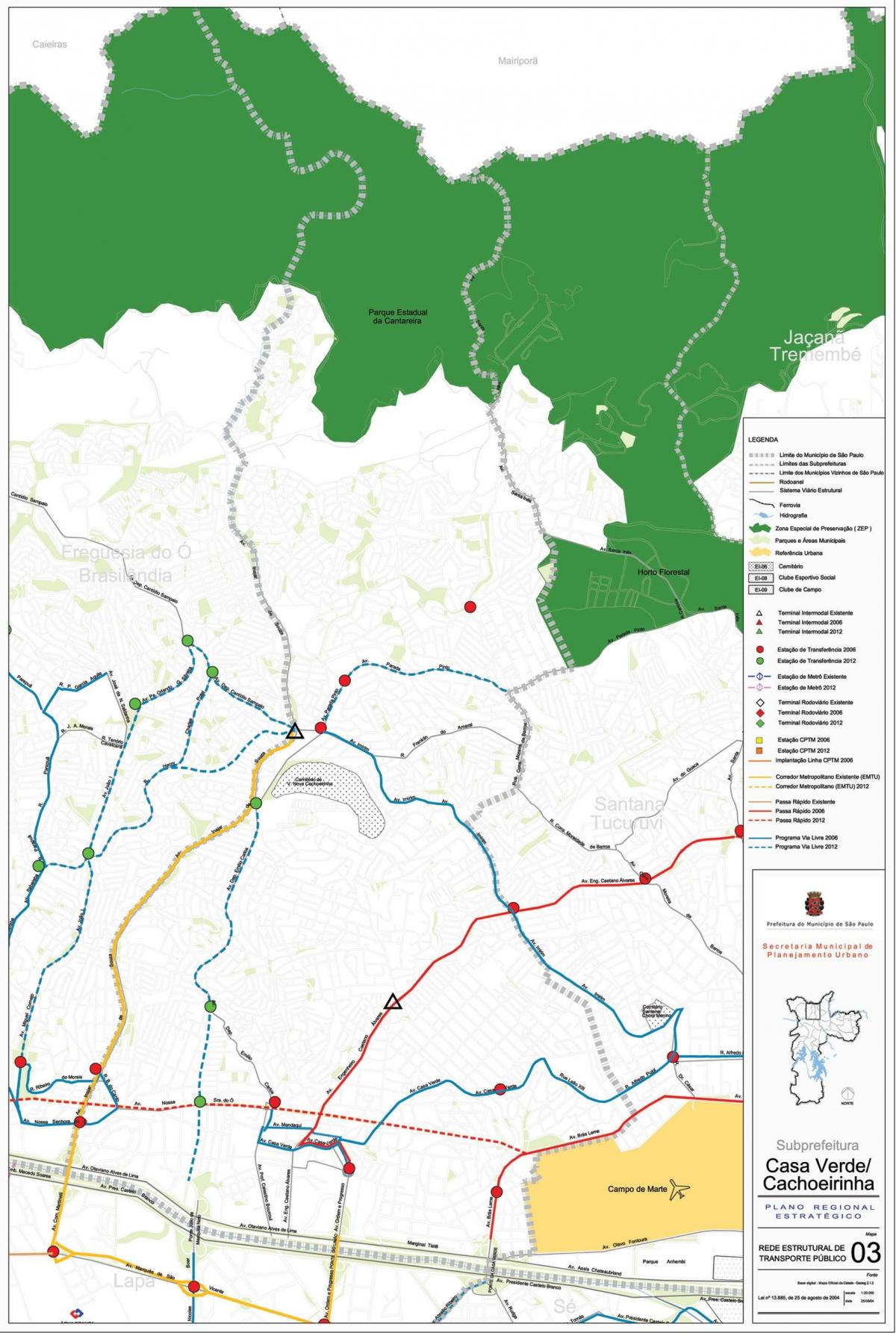 نقشہ کے کاسا وردے ساؤ پالو - پبلک ٹرانسپورٹ