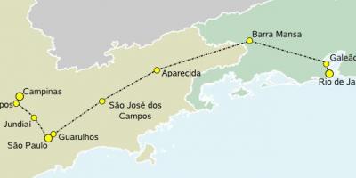 نقشہ کی تیز رفتار ٹرین ساؤ پالو
