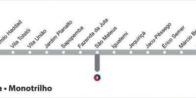 نقشہ کی ساؤ پالو میٹرو لائن 15 - چاندی
