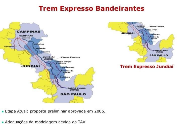 نقشہ کی ساؤ پالو Expresso Bandeirantes