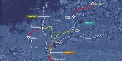 نقشہ کے corredor Metropolitano Guarulhos - Tucuruvi